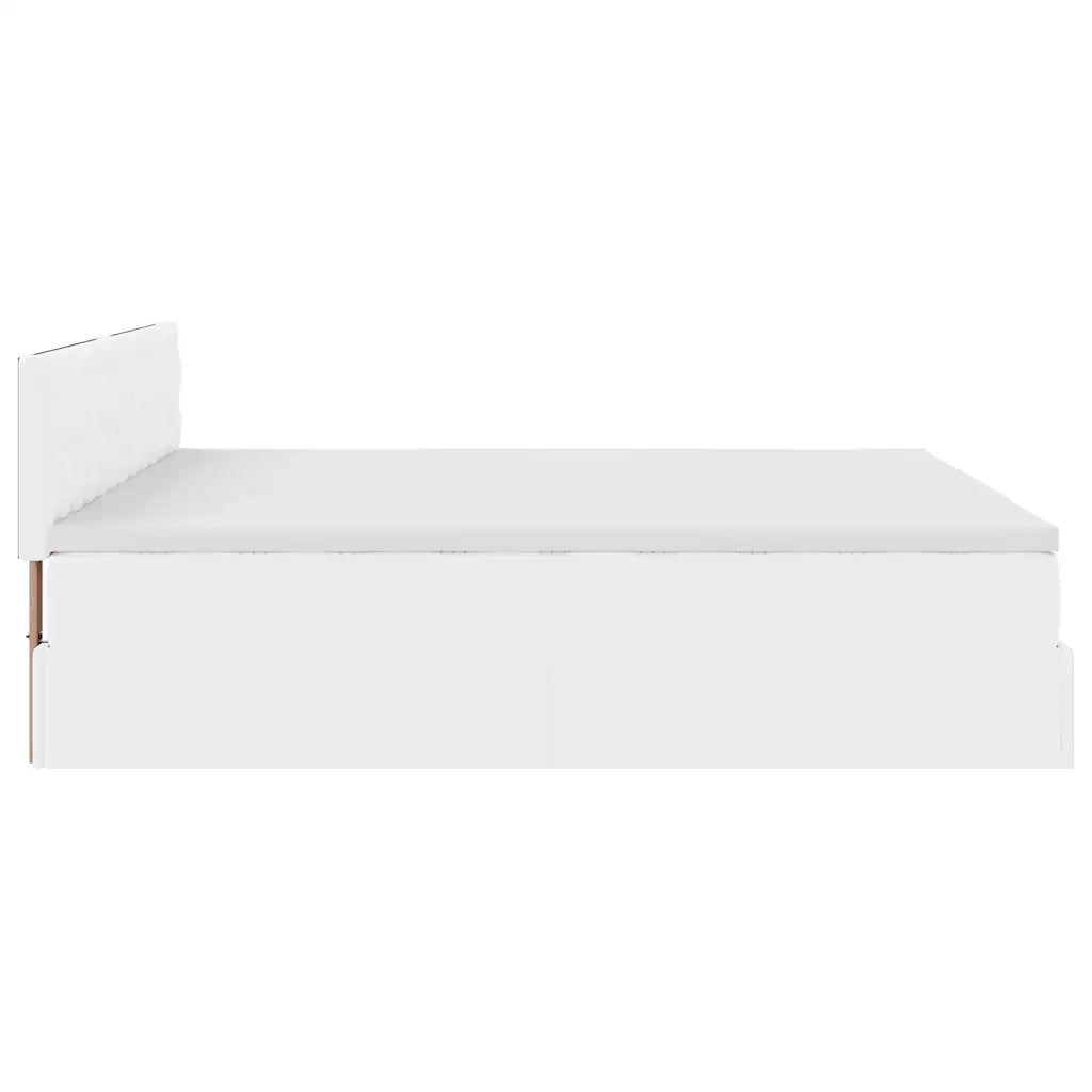 Pouf Letto con Materassi e LED Bianco Puro 160x200cm Similpelle 3312163