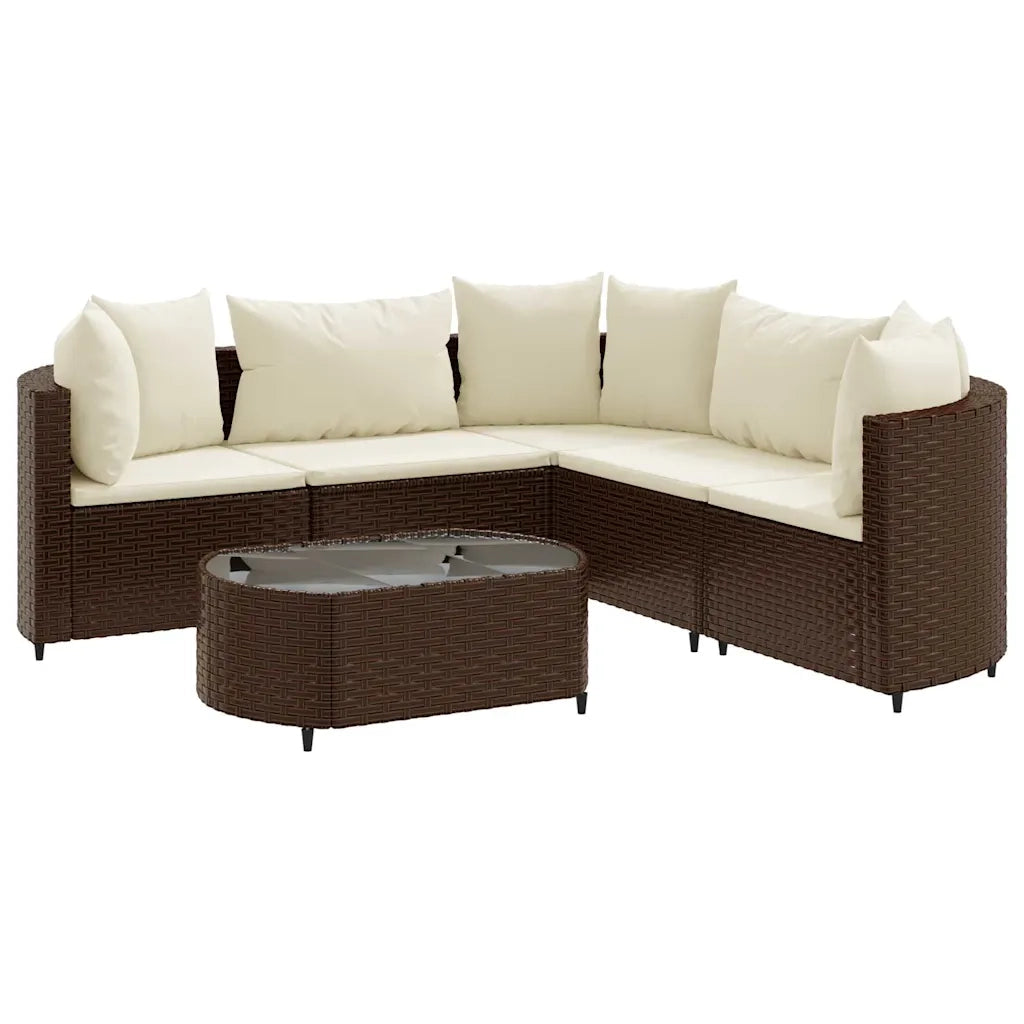vidaXL Set Divano da Giardino 6 pz con Cuscini Marrone in Polyrattan