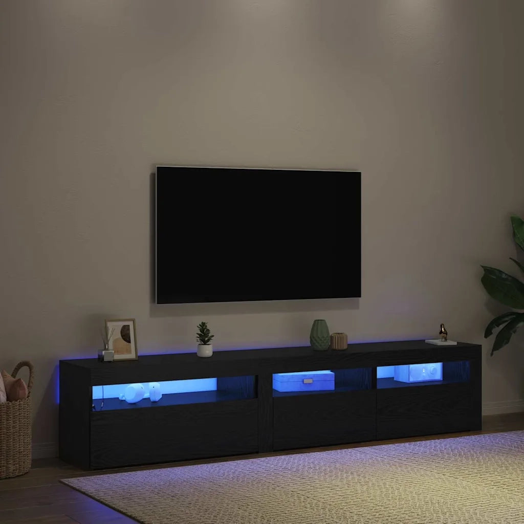 Mobile TV 2 pcs Rovere Nero 195 x 35 x 40 cm Legno multistrato 3332494