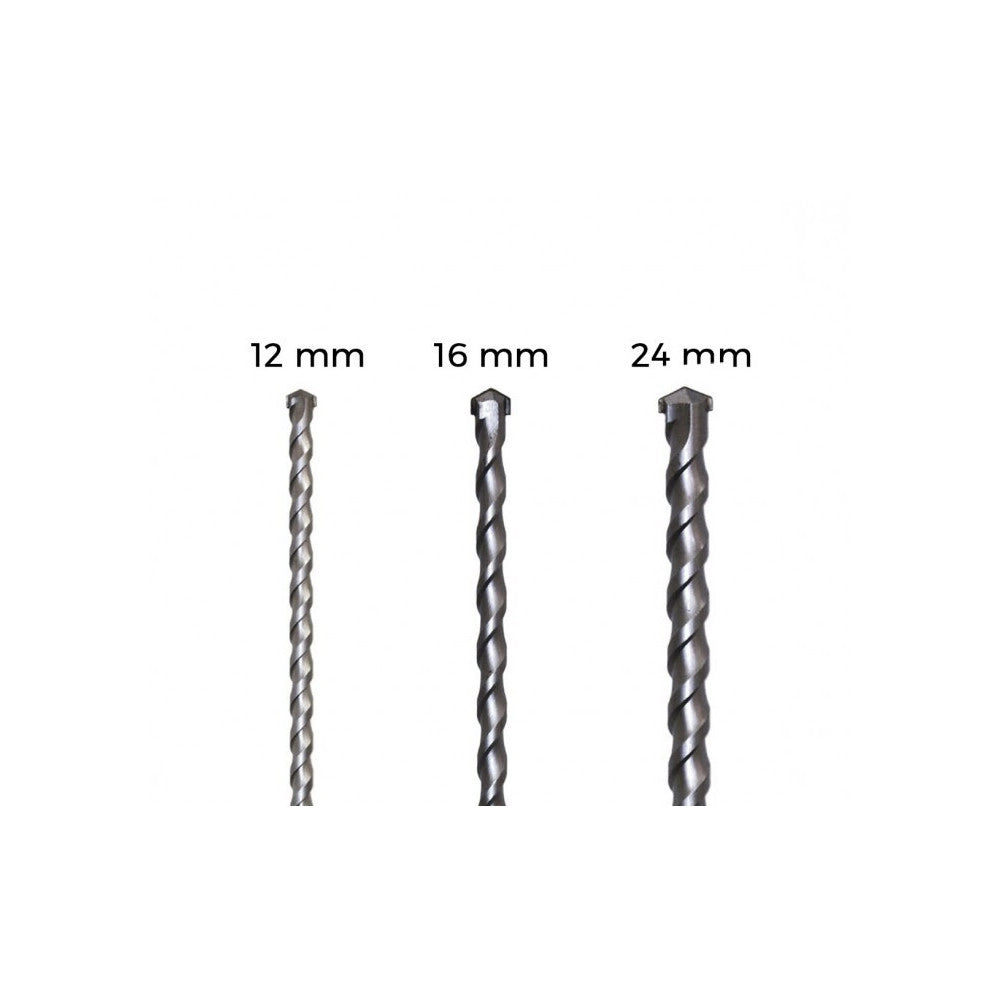 Trade Shop - Set 3 Punte Giganti Lunghezza 1 Metro Sds Plus Per Muro Cemento Calcestruzzo -