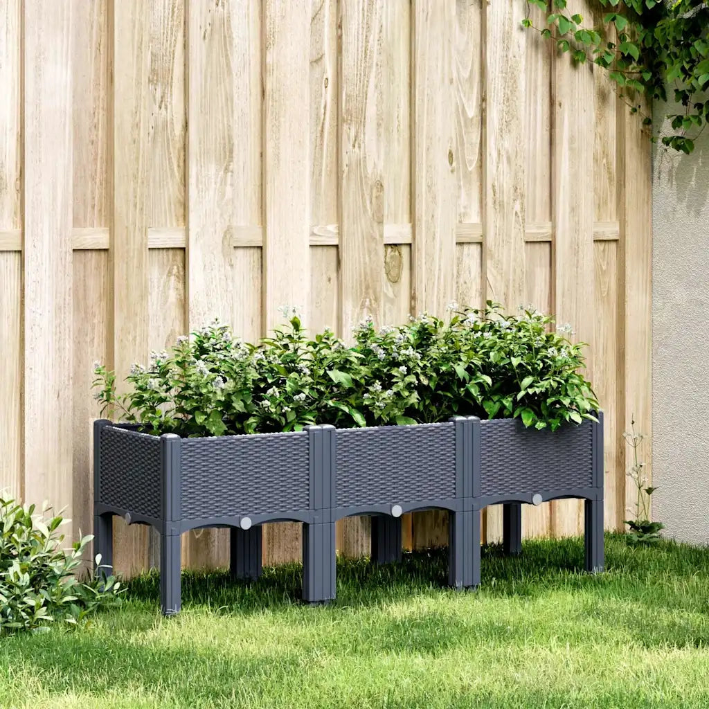 Fioriera da Giardino con Gambe Grigio Blu 120x40x42 cm in PP 367896