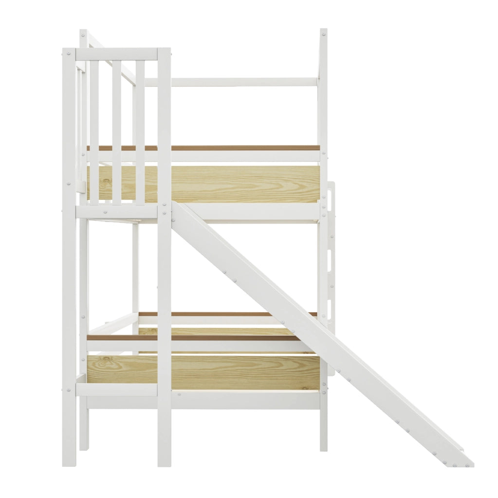 Letto a castello per bambini 90x200 cm con scivolo