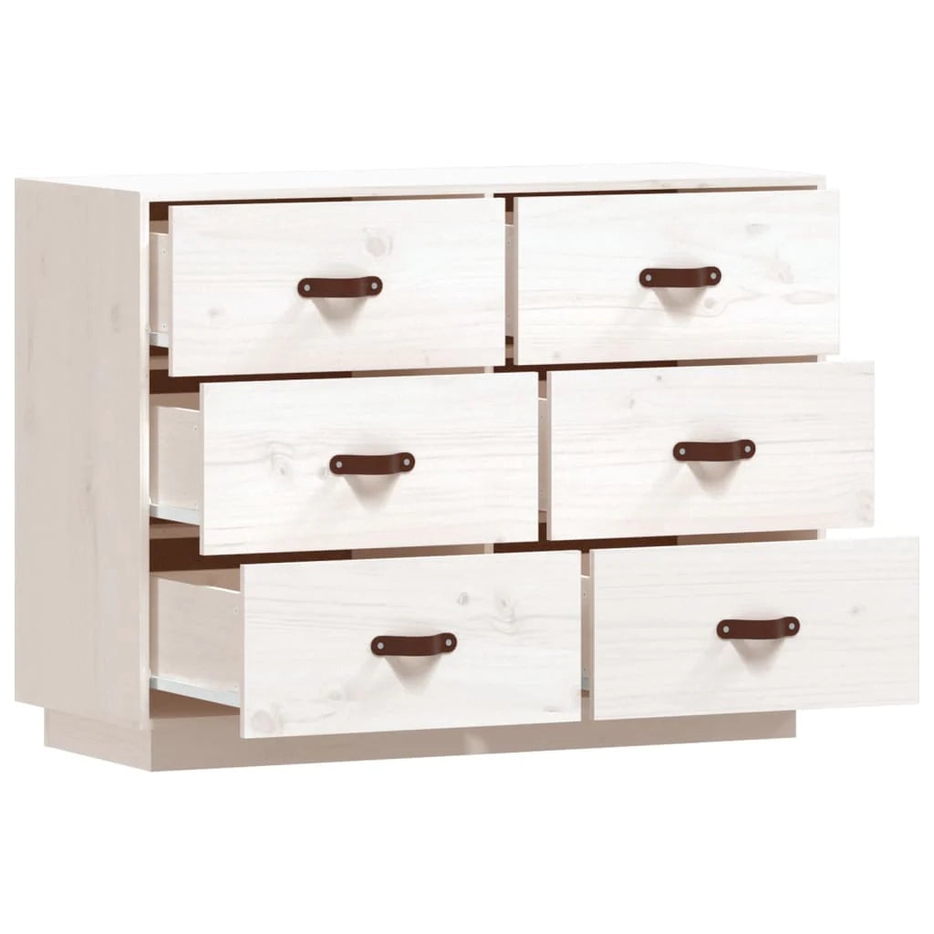 Buffet credenza cassettiera armadio mobile contenitore organizer per cucina soggiorno salotto 100 x 40 x 75 cm legno massello di pino bianco 02_0030171
