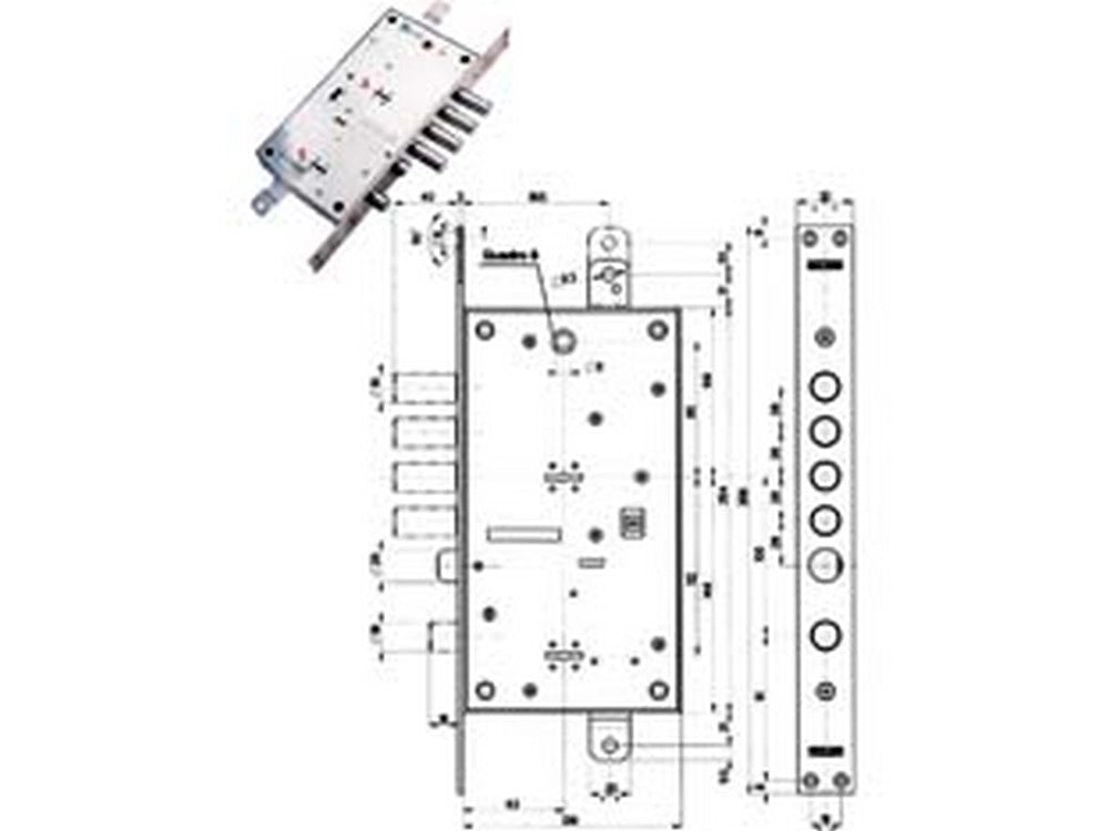 1pz serratura triplice infilare multifunzione scrocco d/mappa blindate 54795 mm cod:ferx.fer214551