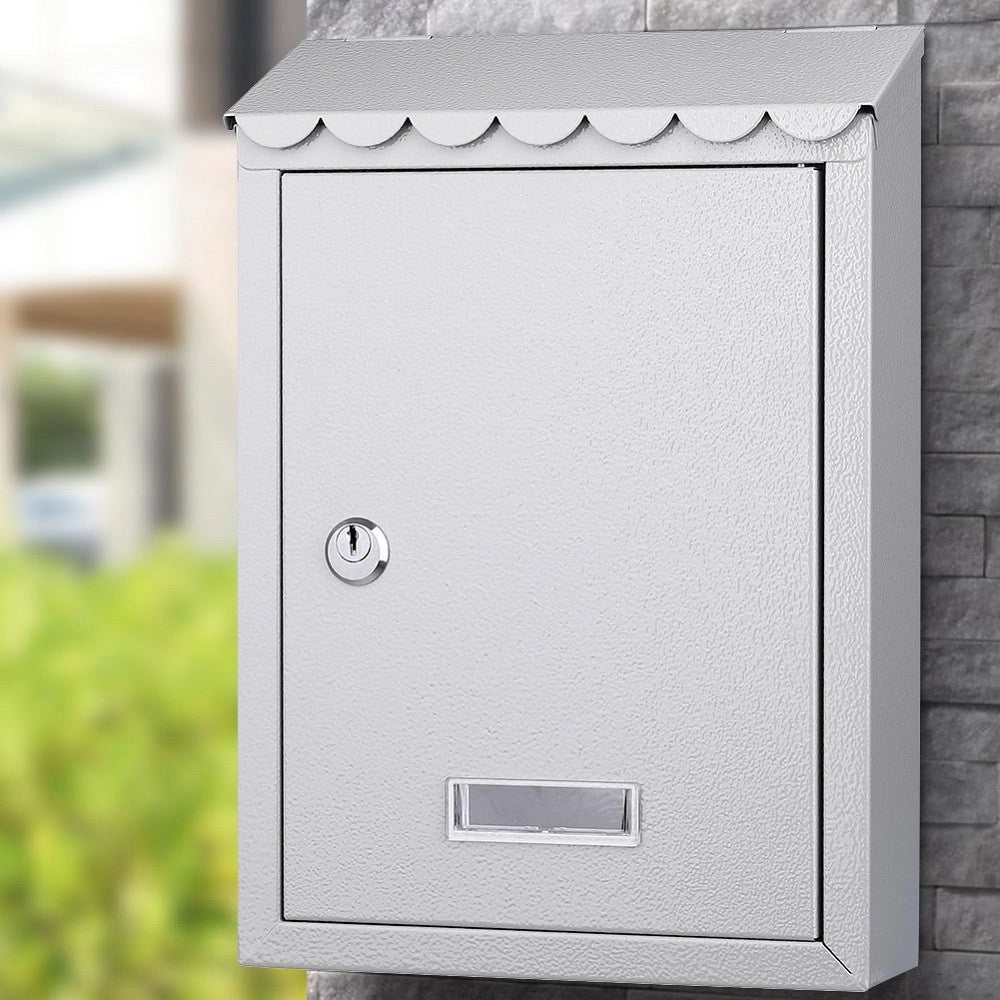 Trade Shop - Cassetta Postale Parete In Acciaio Buca Lettere Posta Esterno Con Chiave Grigio -