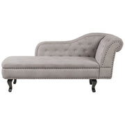 Chaise longue in velluto tortora versione destra Con Bottoni stile retrò