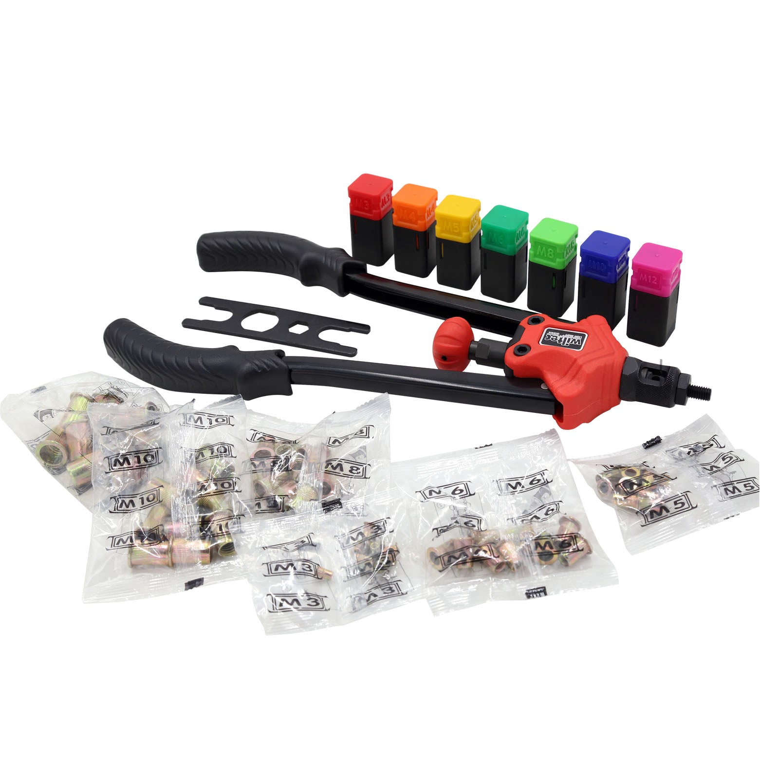 Pinza rivettatrice per dadi ciechi rivetti con 7 punte Set di rivetti ciechi