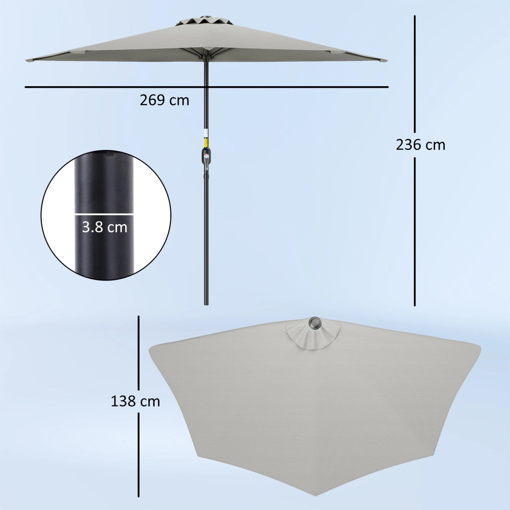Ombrellone da Parete Mezzaluna ¨C zephmum ¨C Grigio Chiaro 2.7x2.4 m