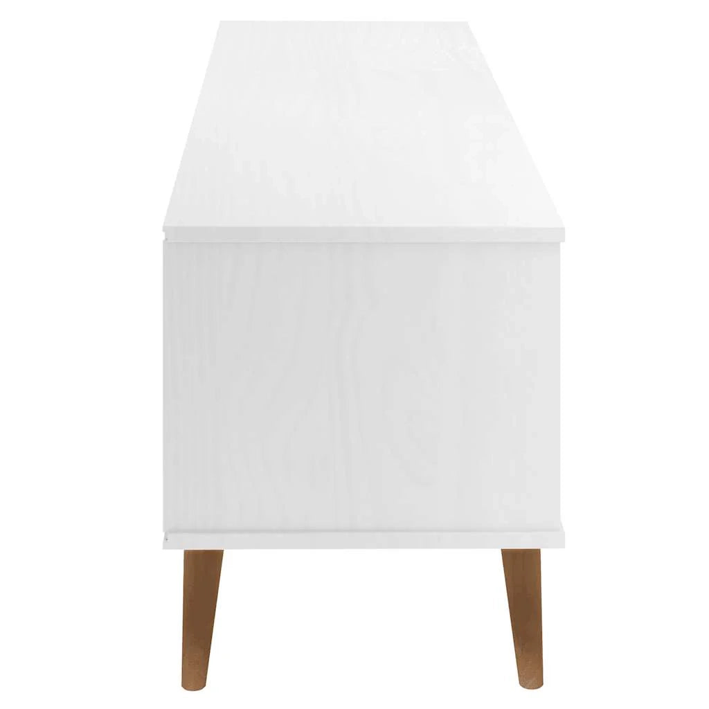 Mobile TV multimediale scaffale TV credenza mobile TV sala da pranzo soggiorno camera da letto 158 x 40 x 49 cm legno di pino massiccio bianco 02_0027731