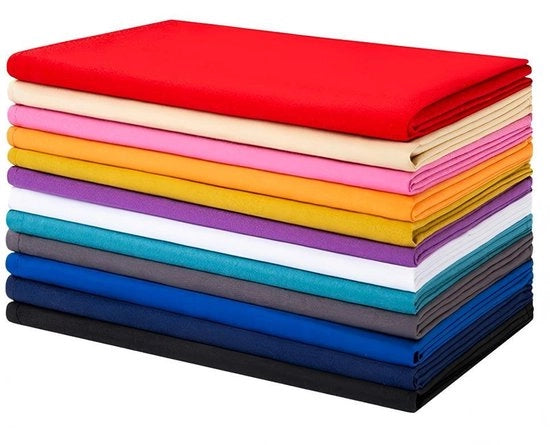 Serviette in tessuto poliestere - Pacco da 12 unità - 43 cm x 43 cm - Tela multicolore, spessa - Adatta all'uso quotidiano - Angoli arrotondati