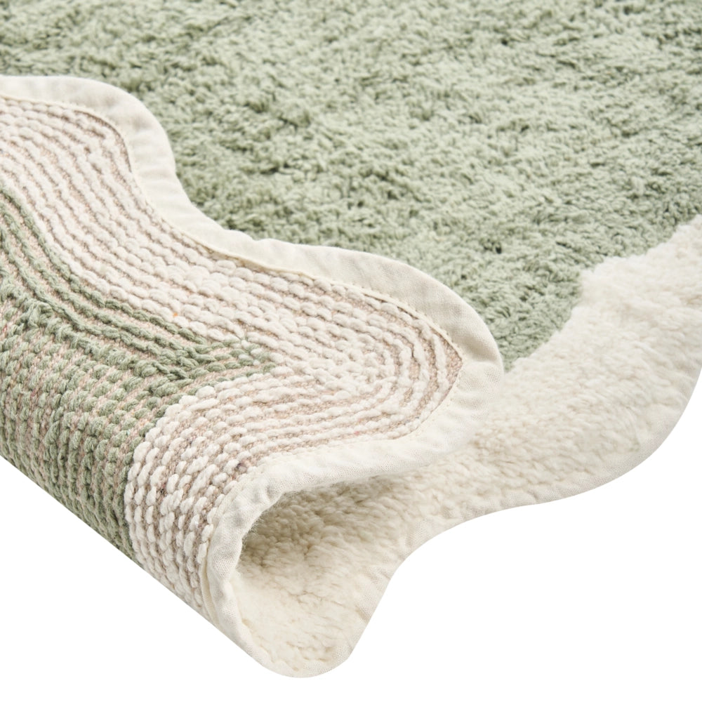 Tappeto da bagno in cotone rettangolare 60 x 90 cm beige Motivo decorativo da bagno Design moderno