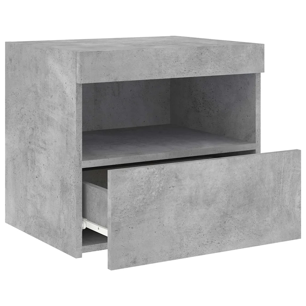 Comodini con Luci LED 2pz Grigio Cemento 50x40x45 cm 836770