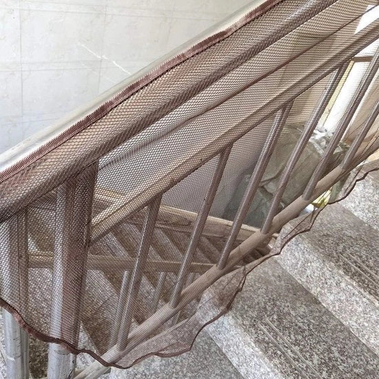 Rete di sicurezza per balconi 3 metri, prevenzione incidenti per bambini e animali, protezione per la ringhiera, rete metallica per interni ed esterni, colore marrone.