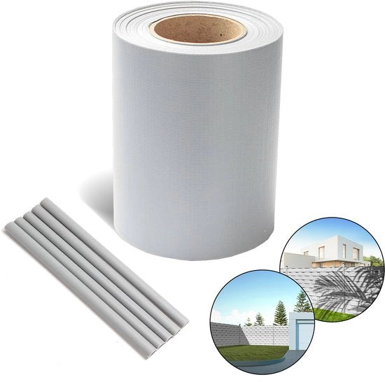Zichtbescherming per rol per hekwerk - PVC zichtschutzstrepen 70mx19 cm con clip - adatto per giardino e balcone - Grigio