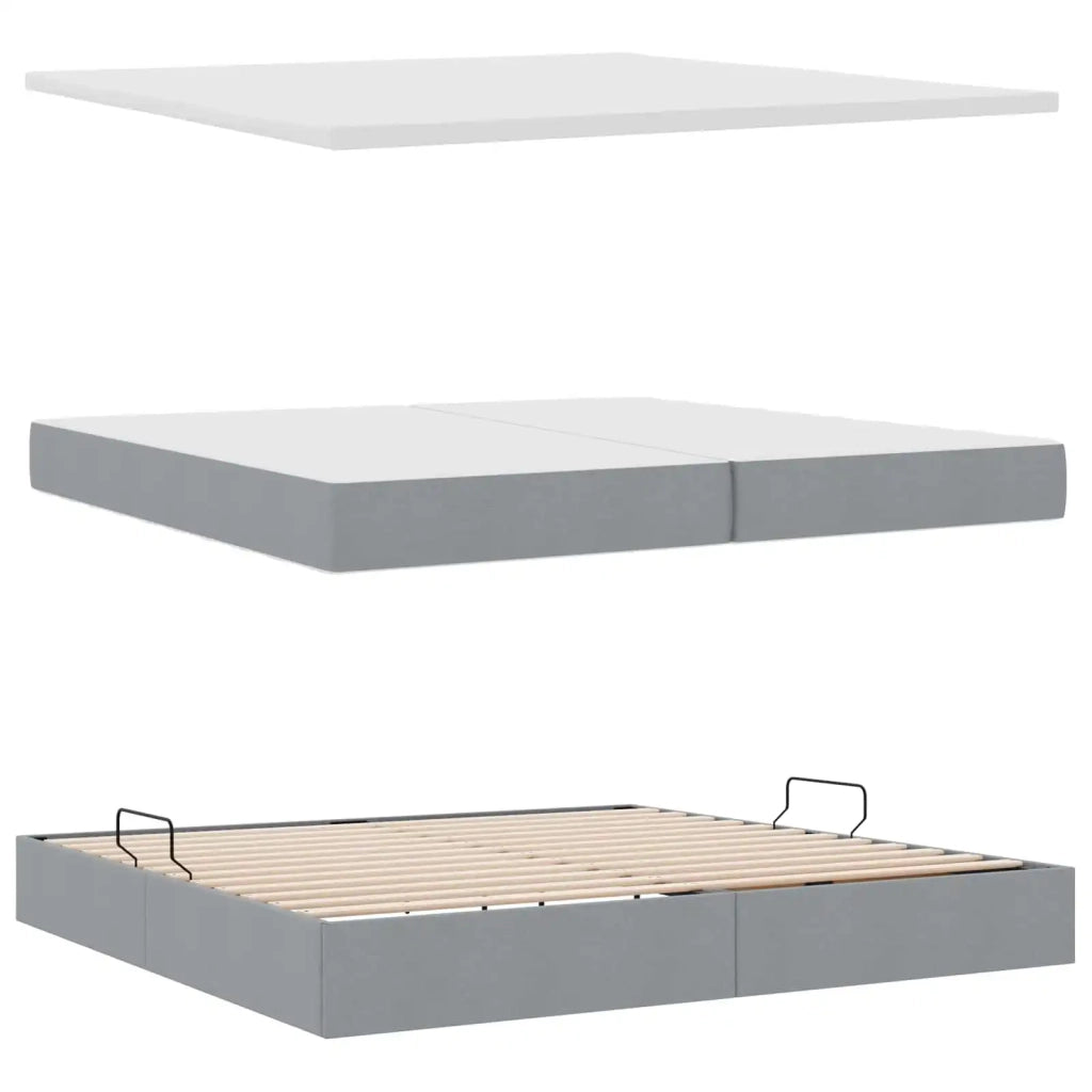 Letto con contenitore e LED con led Grigio chiaro 200 x 200 cm 3372564