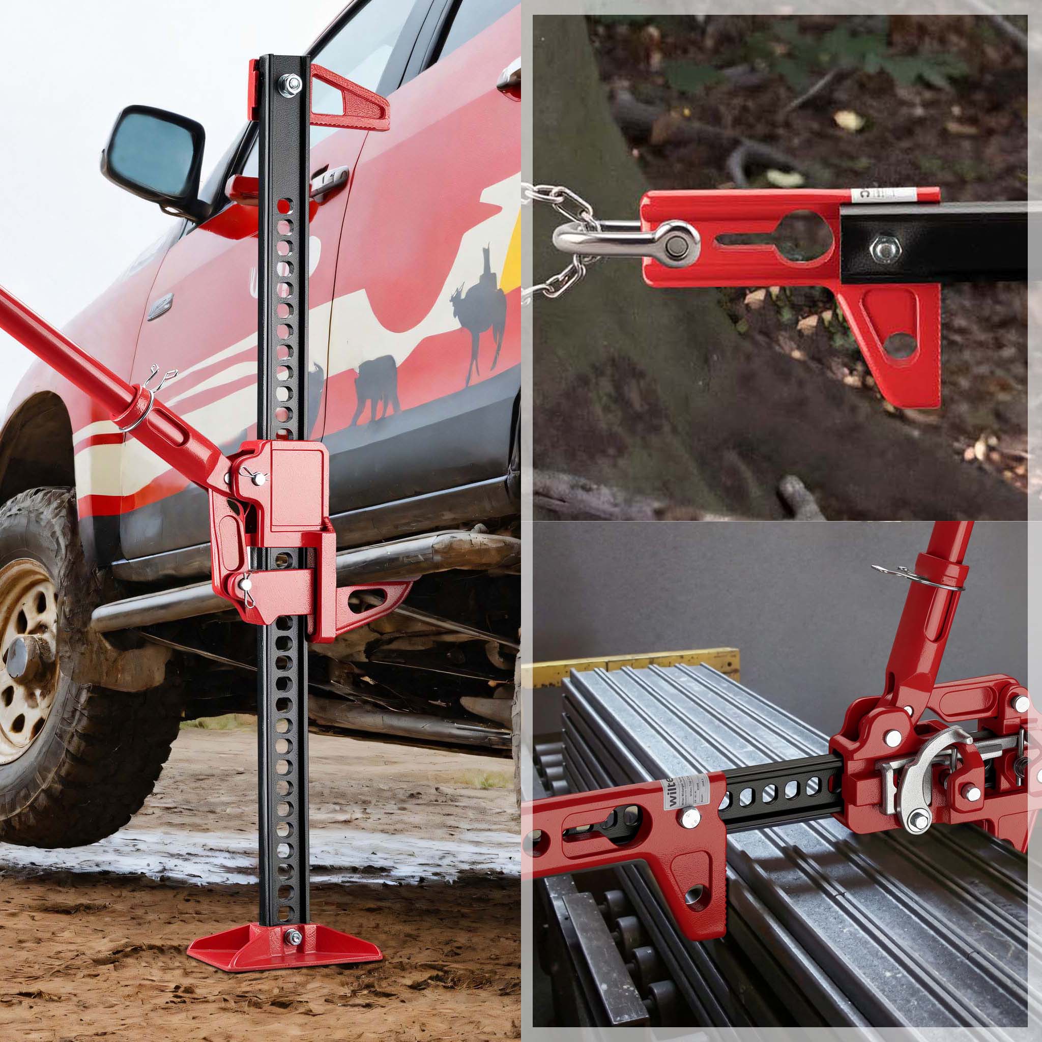 Farm Jack – Profi-Klemm-Set, 60‘‘ Wagenheber bis 3000 kg und max. 135 cm Hubhöhe mit obere Klemme