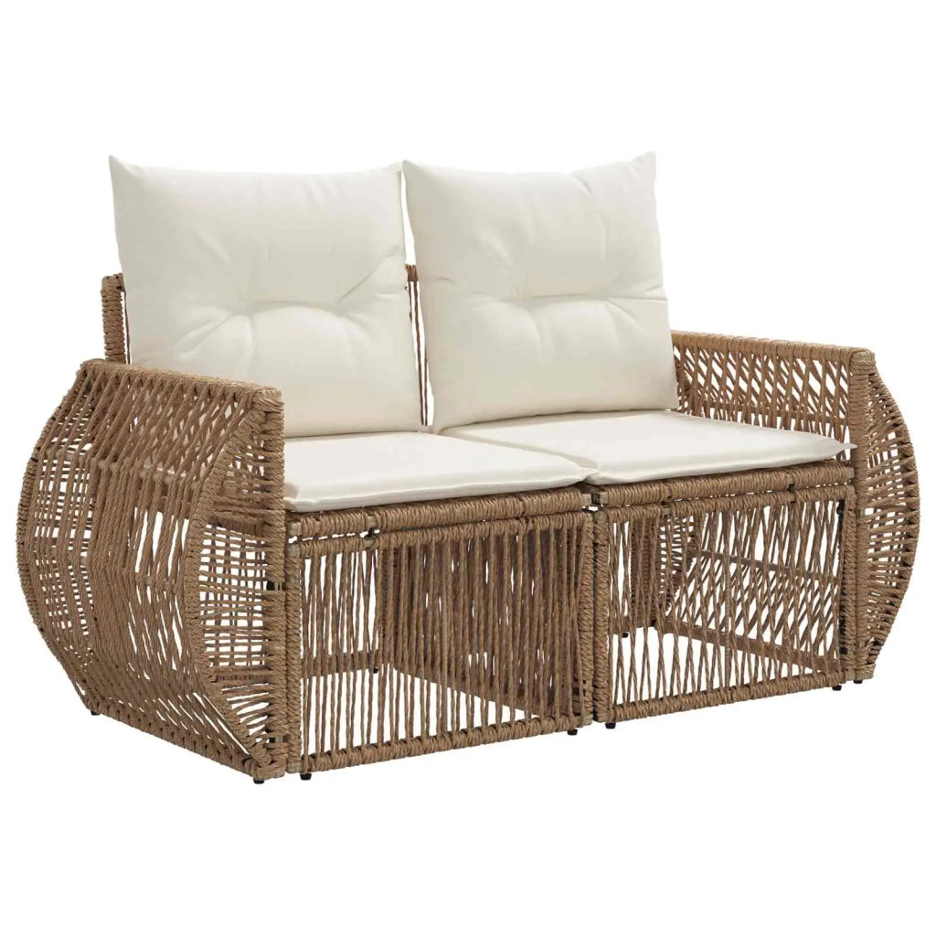 Set Divano da Giardino 9 pz Beige e Bianco Crema polyrattan 3436953