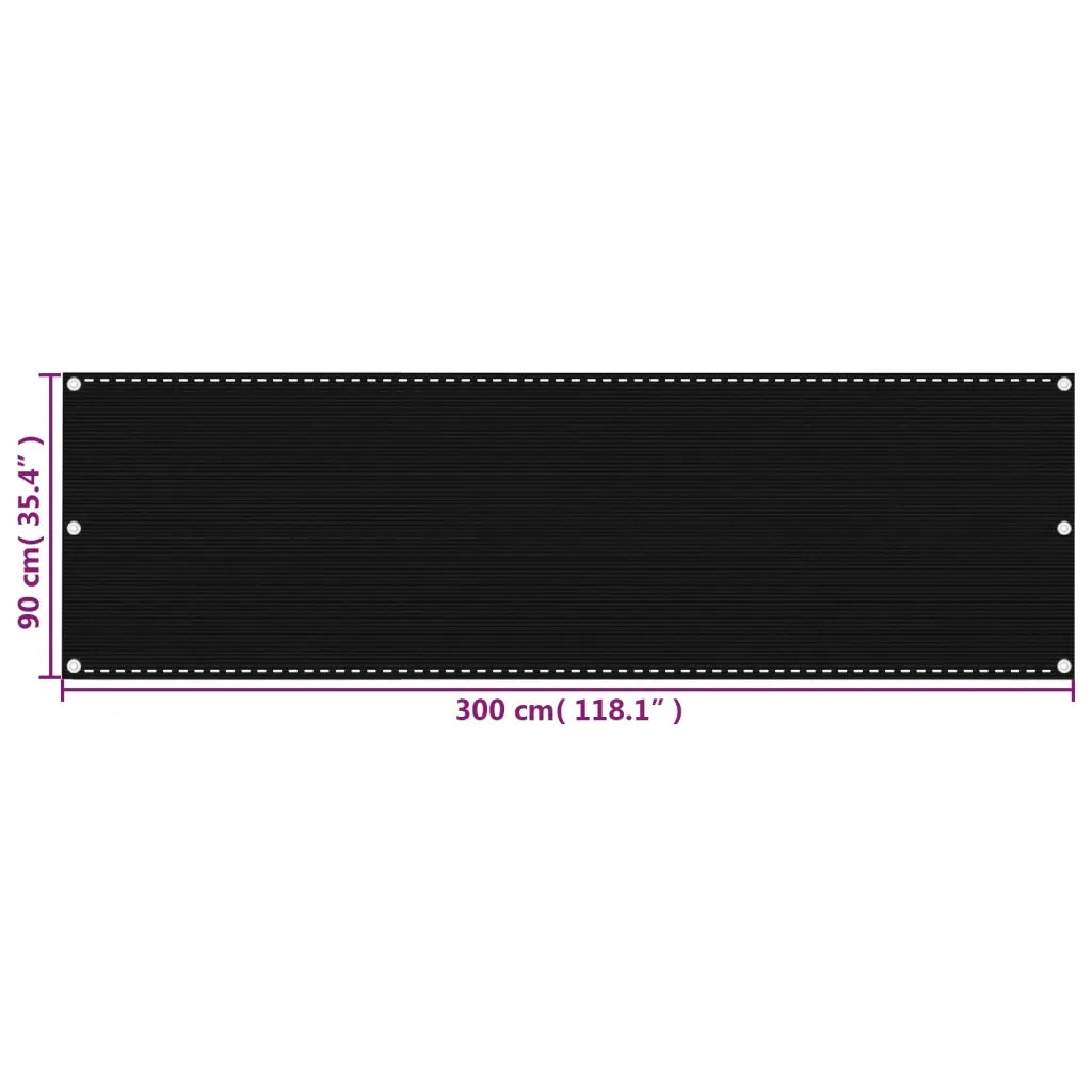 Paravento da Balcone Nero 90x300 cm in HDPE 311032