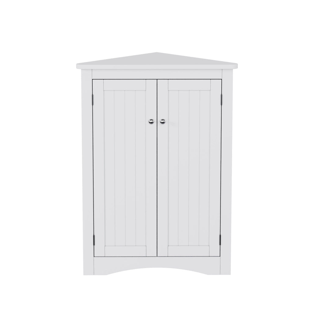 Mobile angolare 61;5 x 80 cm bianco in MDF; 2 ante e 3 vani interni