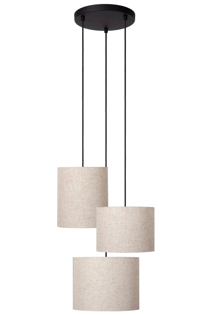 Lampada a sospensione MAYA crema tessuto 3xE27 Lucide