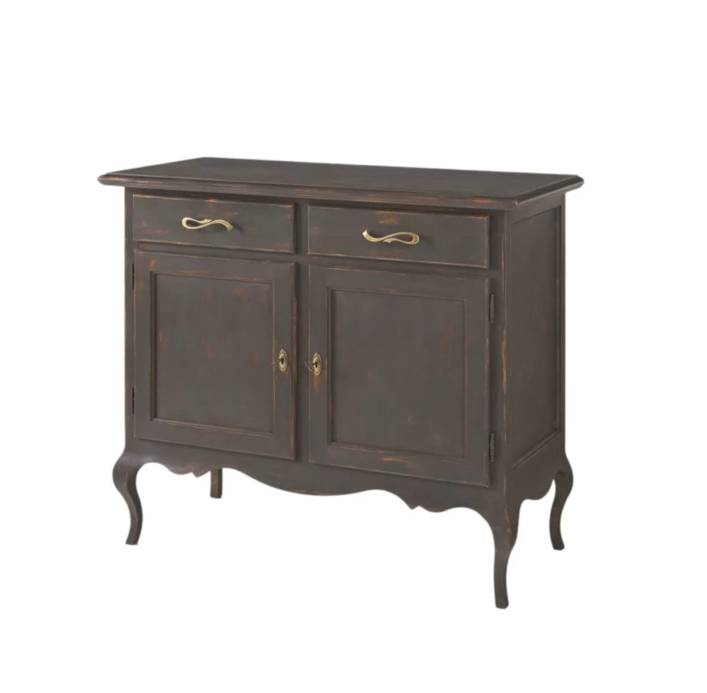 Madia credenza 2 porte 2 cassetti legno shabby grigio consumato 114x49x97 - Mobili 2G