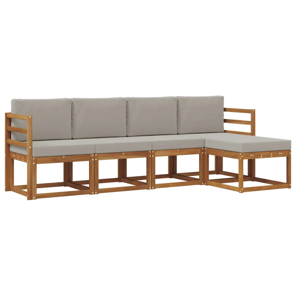 Set di divani da esterno 5 pcs Grigio Naturale e Chiaro