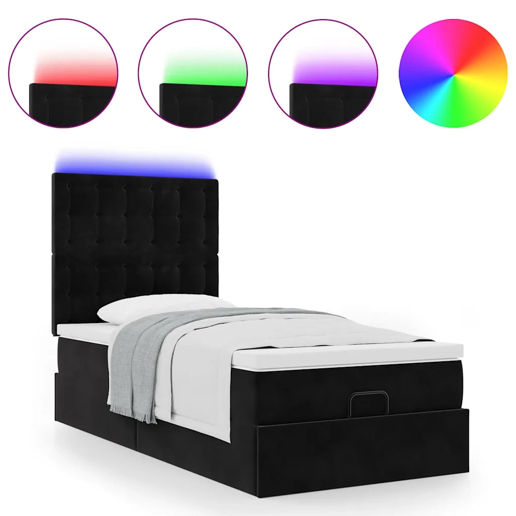vidaXL Struttura Letto Pouf con Materassi Nero 80x200 cm in Velluto