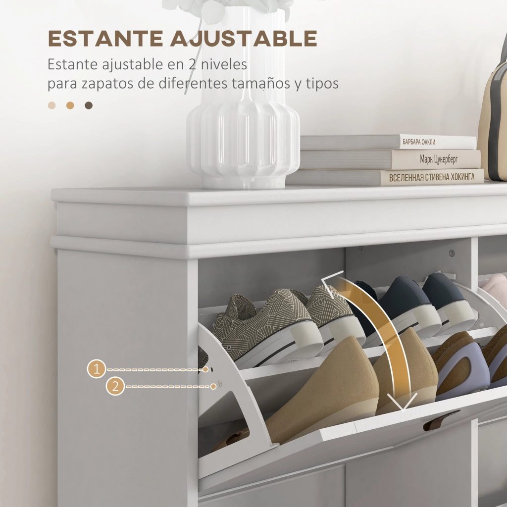 Armadio per Scarpe con 4 Ante e Ripiani Regolabili ¨C zephmum ¨C 105x24x82,5 cm