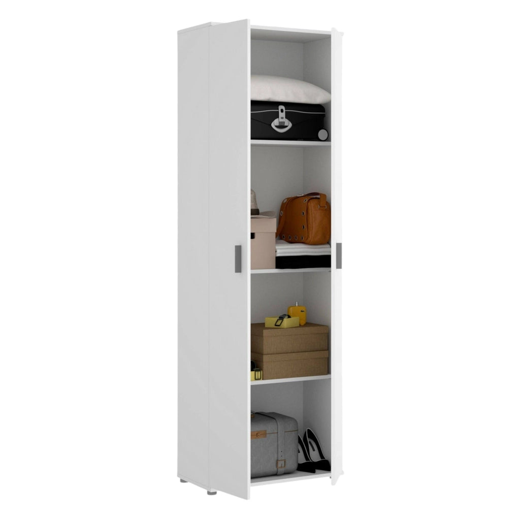 Armadio multiuso Aixam, Mobile multifunzione portascarpe, Guardaroba a 2 ante, 61x35h190 cm, Bianco