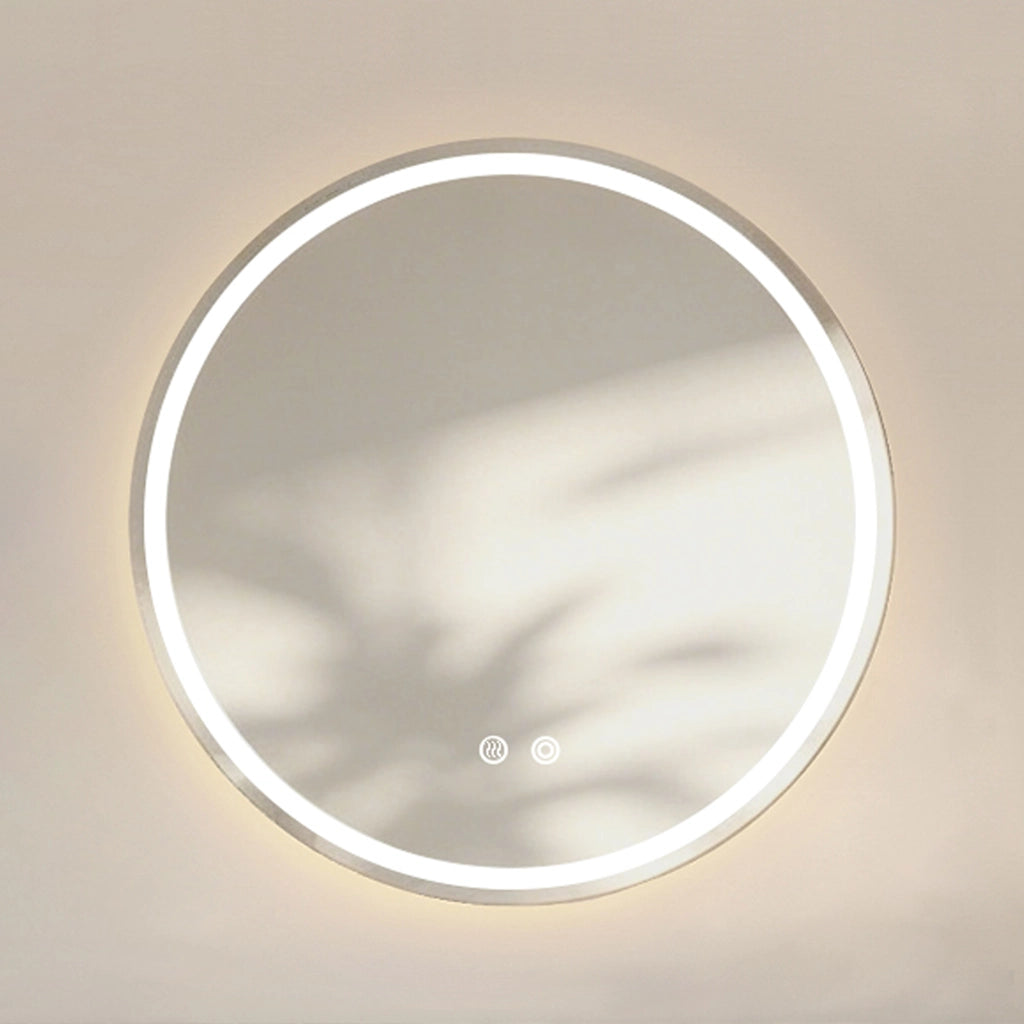Specchio da bagno con illuminazione dimmerabile e funzione antiappannamento in vetro argento