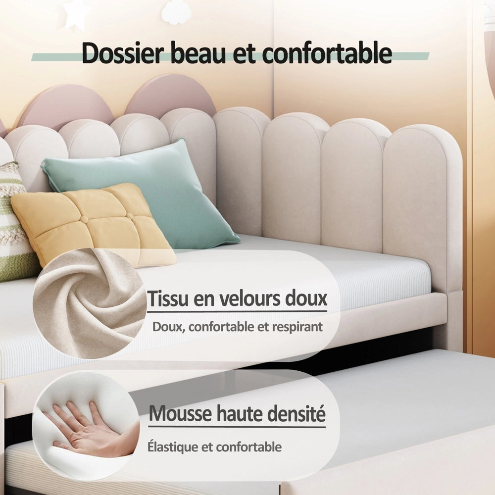Divano angolare 2 in 1 - Xylo - 90/180x200 cm velluto beige