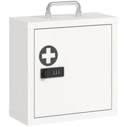 Armadietto Portamedicinali 30x14x30 cm in Acciaio Inox Bianco con Serratura a Combinazione