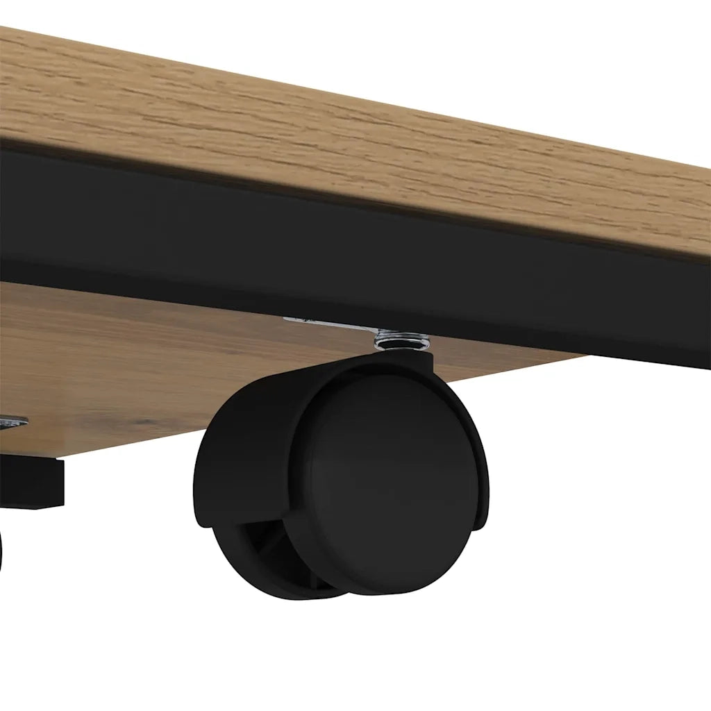Tavolo laterale con ruota Rovere artigianale 50 x 35 x 55.5 cm