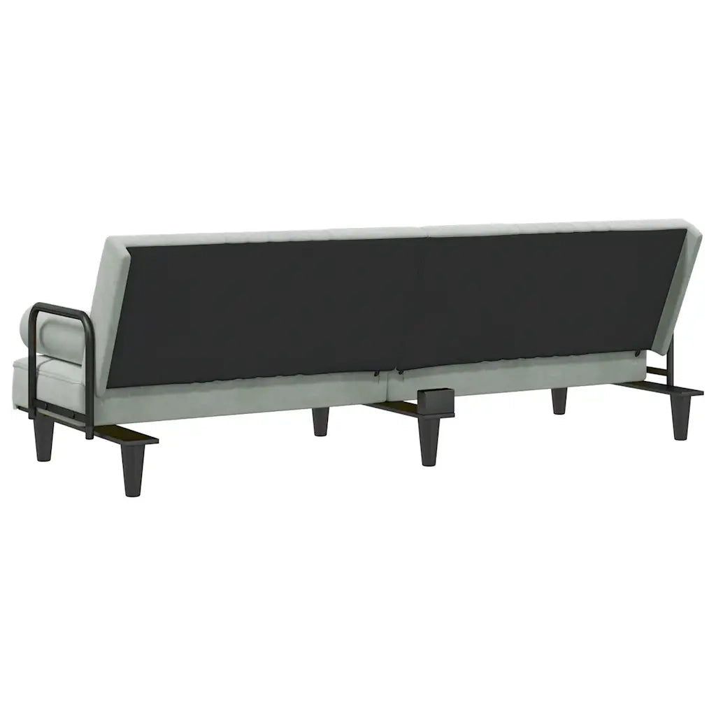 Divano Letto con Braccioli Grigio Chiaro in Velluto 351894