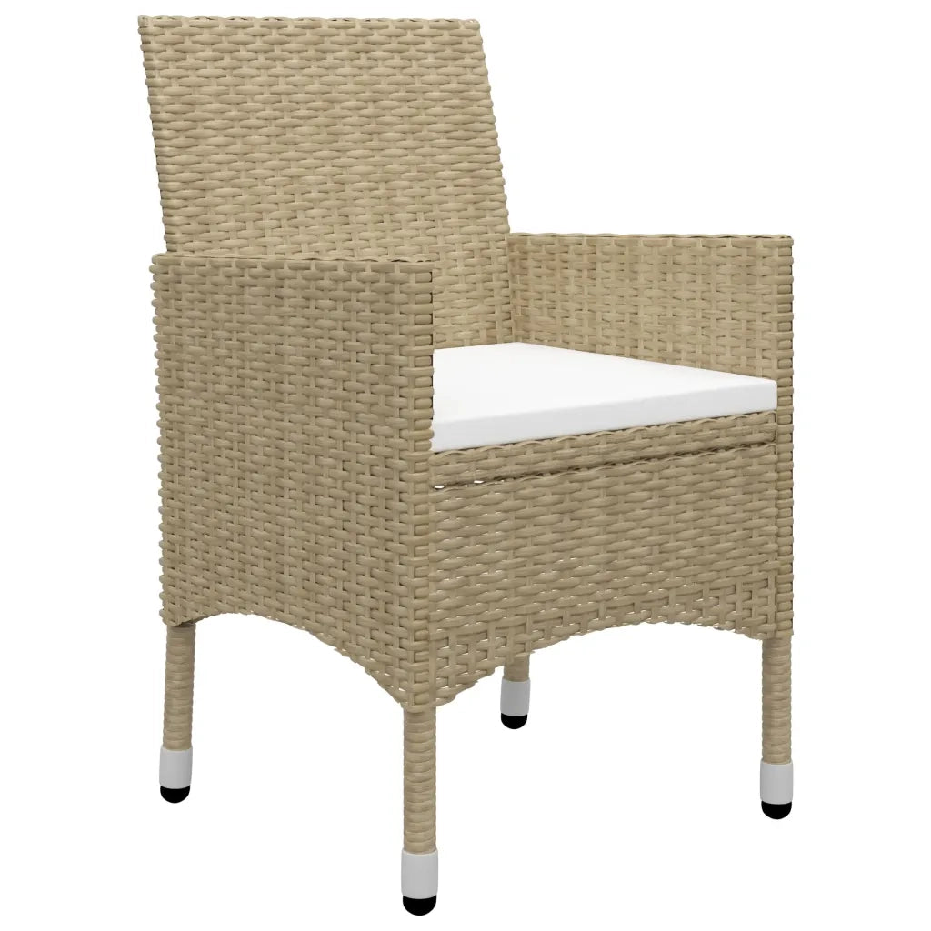 Set Bistrot da Giardino 3 pz Polyrattan e Vetro Temperato Beige 3058360