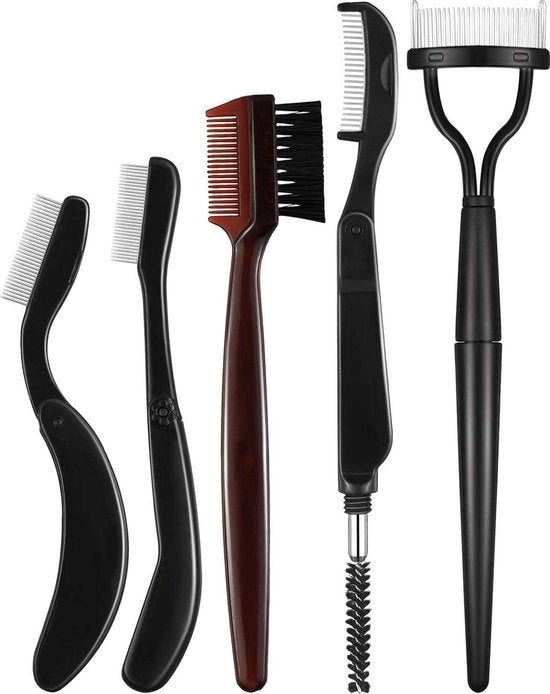 Wenkbrauwkam Opvougbare - 5 Stuks - Separatore Ciglia - Applicatore Mascara con Tas di Ripiegamento