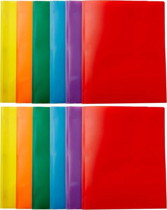 Mappen con 2 tasche per carta da lettera, 12 pezzi, diverse colori