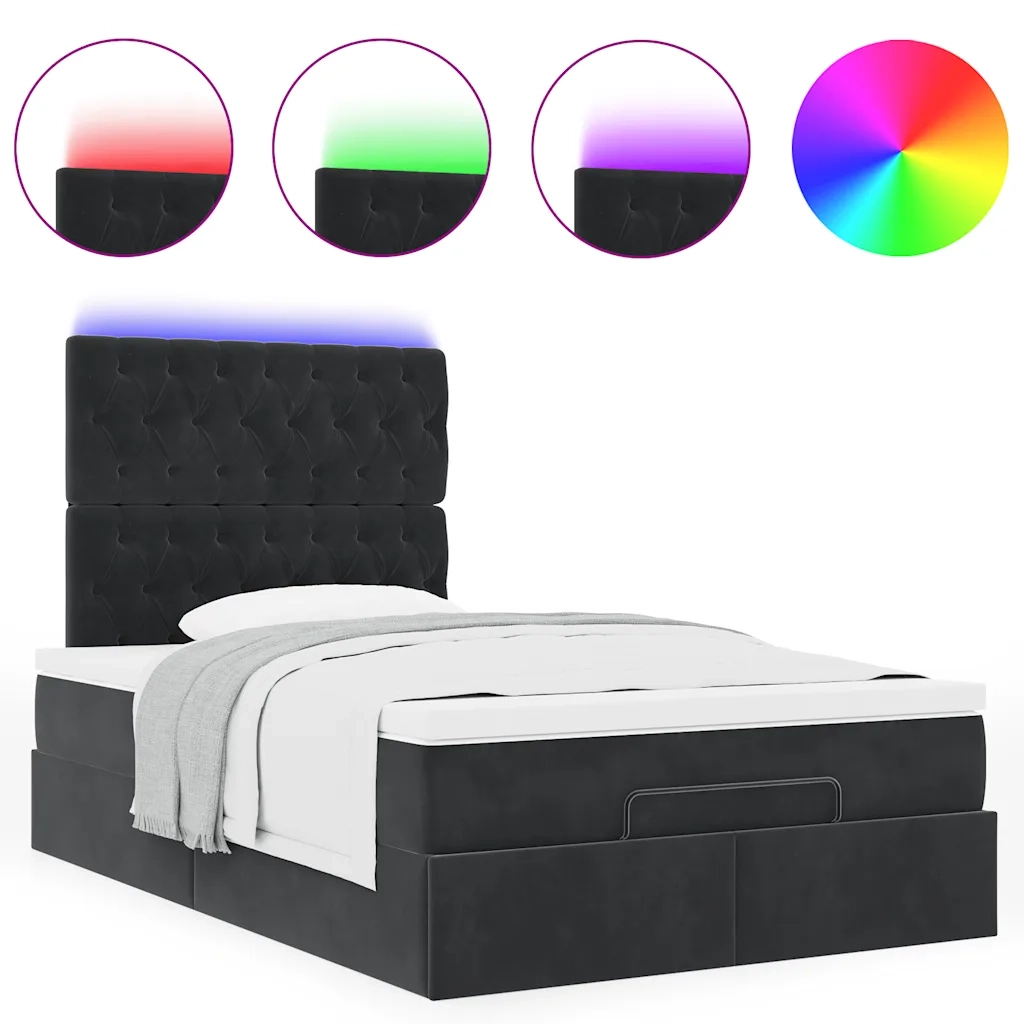 Struttura Letto Pouf con Materassi Nero 120x200 cm Velluto 3314386