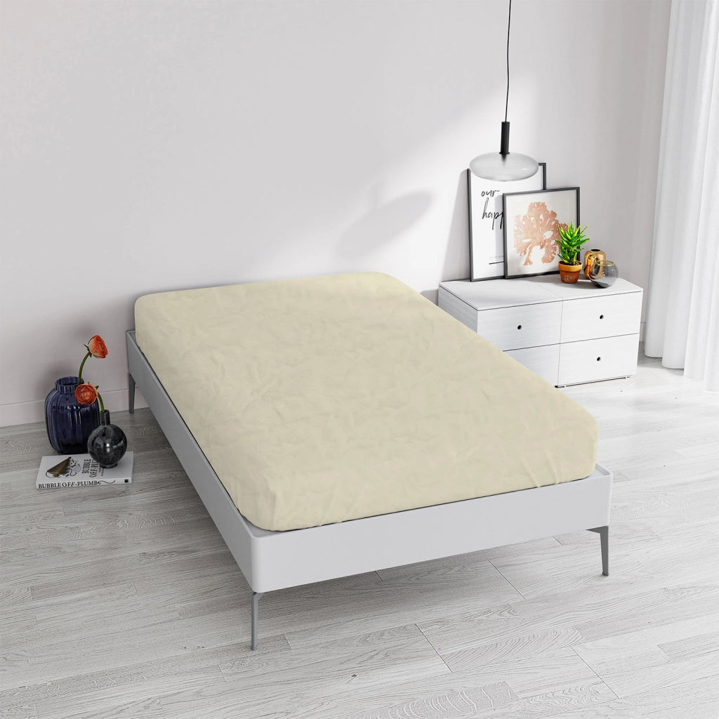 Lenzuola Sotto Matrimoniale  Linea Water Washed Crema