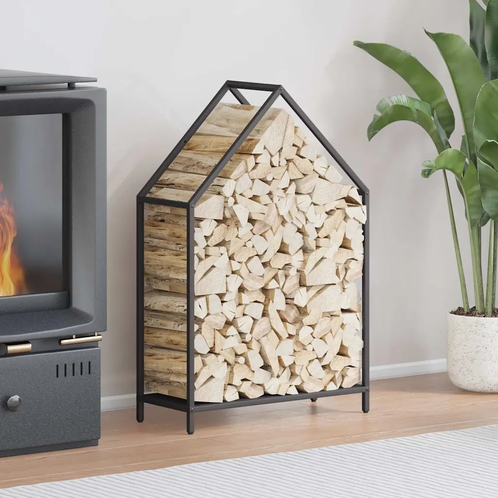 Rastrelliera per Legna da Ardere Nera 60x25x90 cm CFW6386607