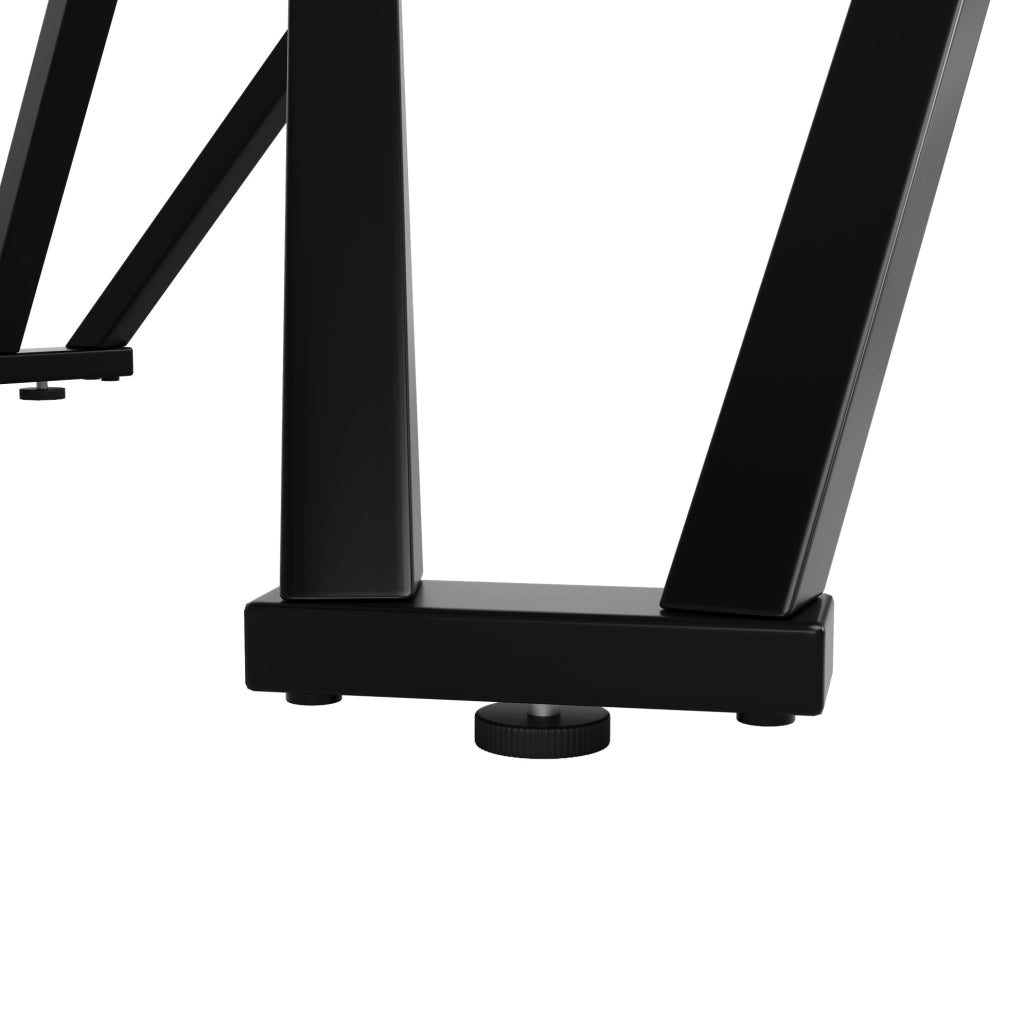 Tavolo da pranzo rotondo 100x100x76 cm con piedi regolabili; MDF effetto marmo nero
