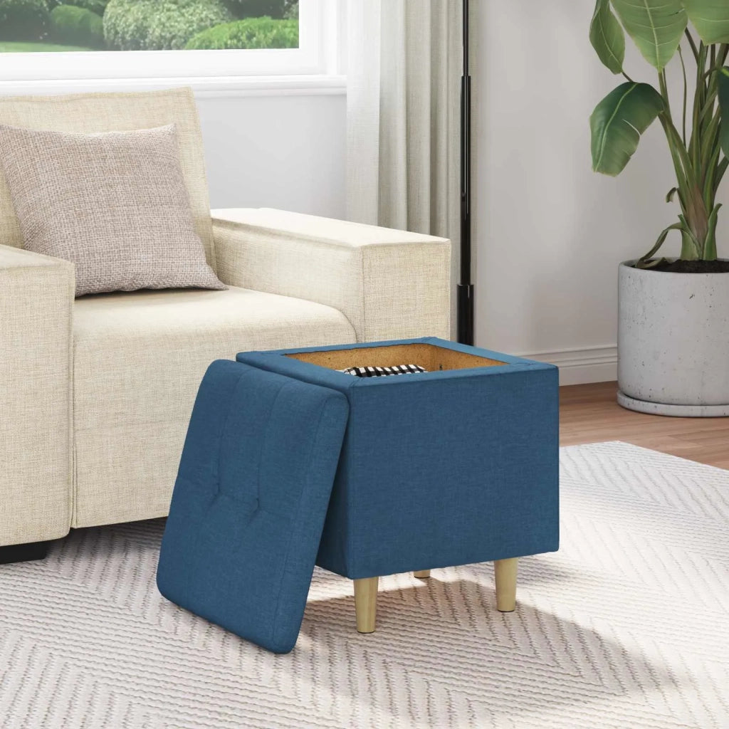 Pouf contenitore con cuscino Blu 40 x 40 x 45 cm Tessuto