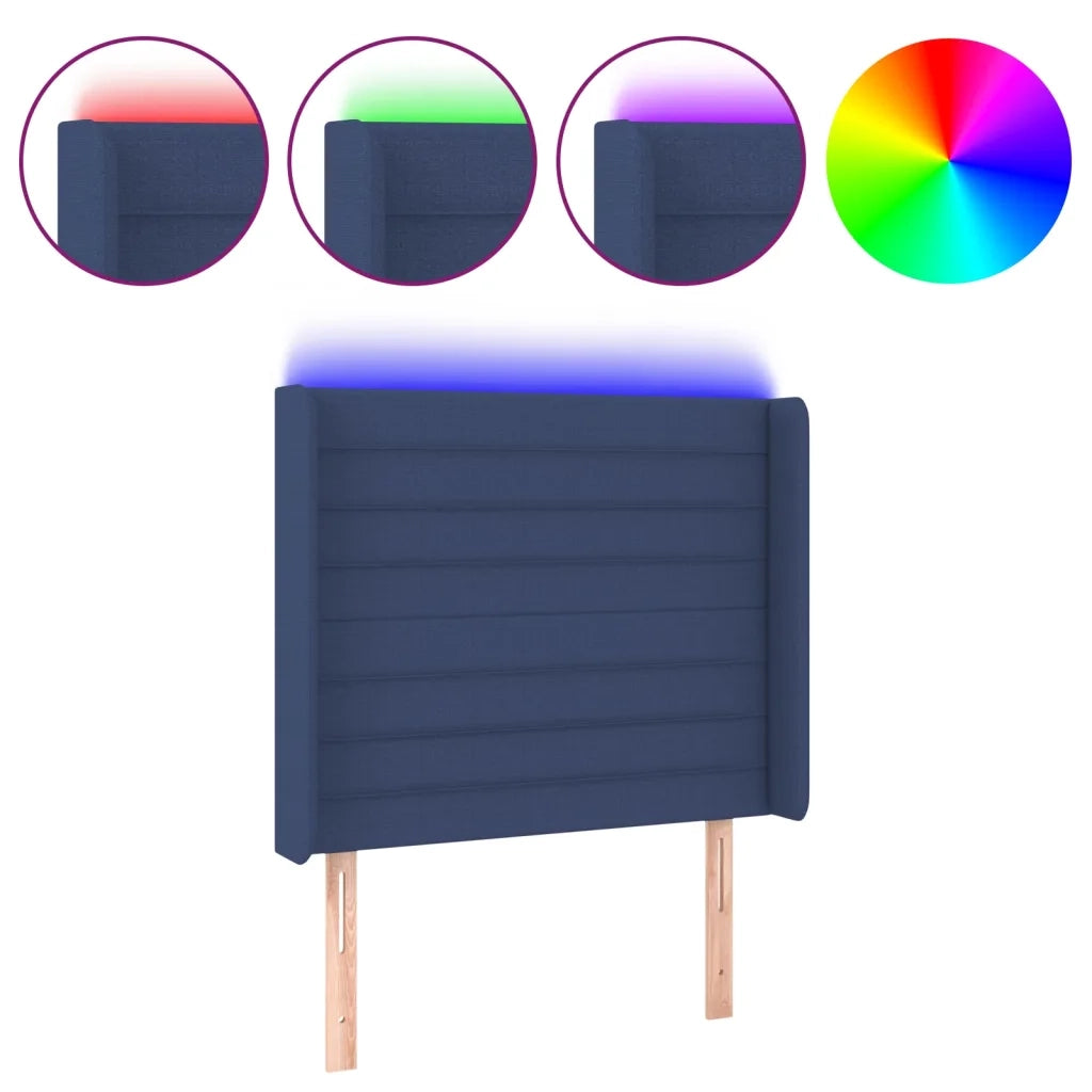 Testiera a LED-Testata con LED Blu 93x16x118/128 cm in Tessuto 401746