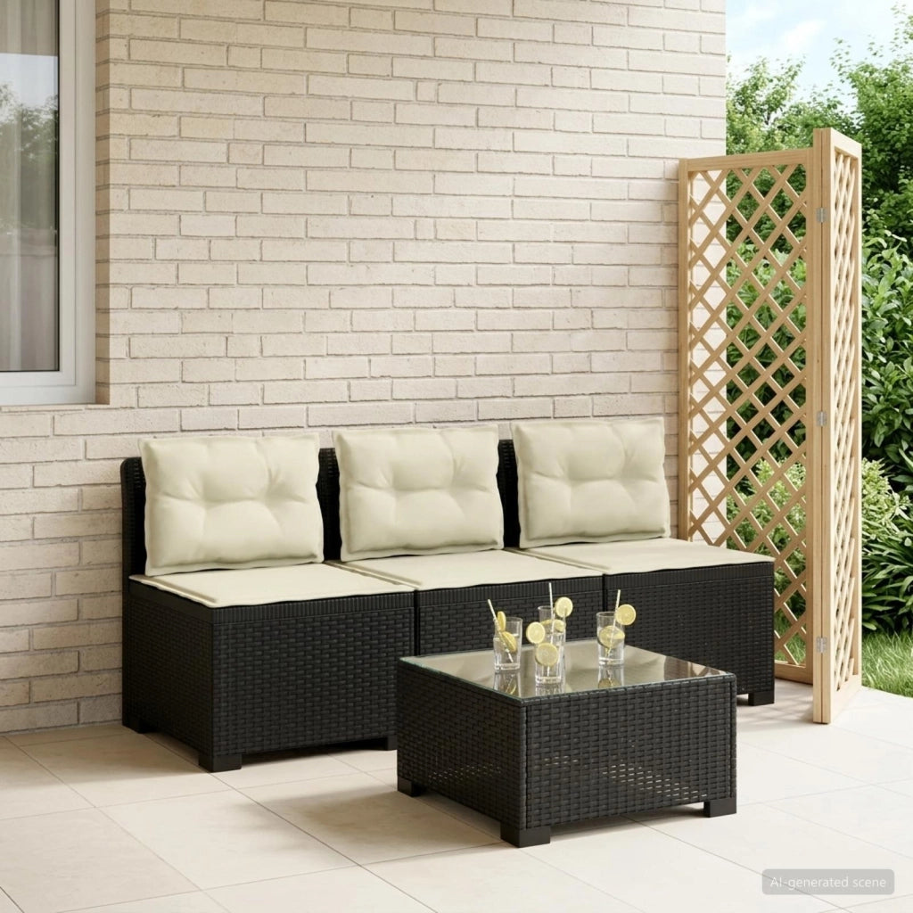Divano da giardino 3 posti con cuscini in look rattan 3 posto 8011976