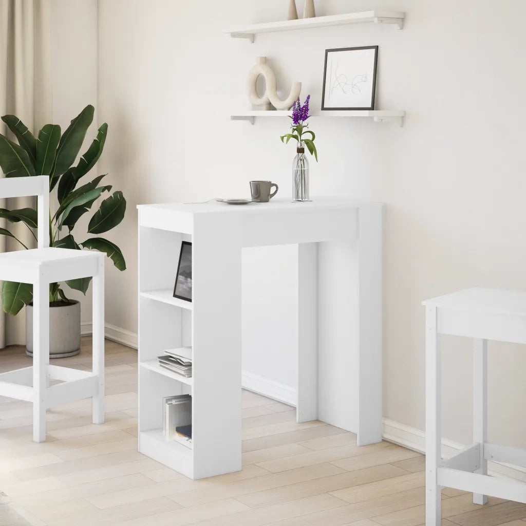 Tavolo Bar con Rastrelliera Bianco 95x47x103,5 cm Multistrato 854382