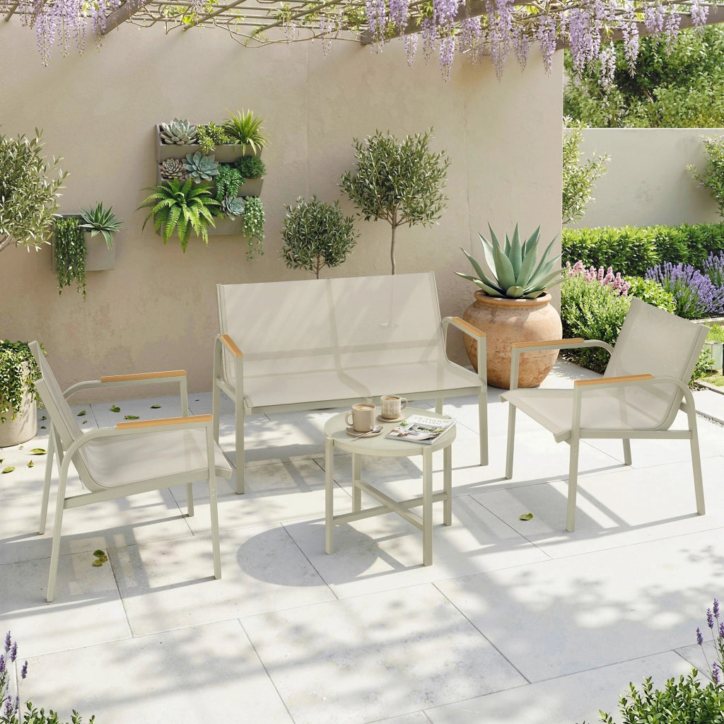 Set Divano da Esterno con Loveseat e 2 Poltrone, Verde