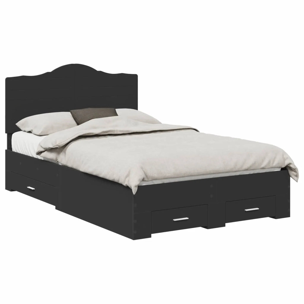 Struttura del letto-Giroletto Nero 135 x 190 cm Legno multistrato 208662