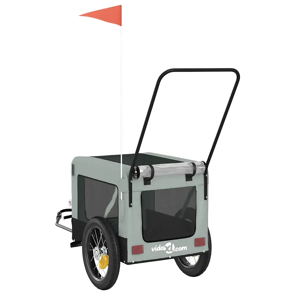 Rimorchio da Bici per Animali Grigio e Nero Oxford e Ferro CFW1169116