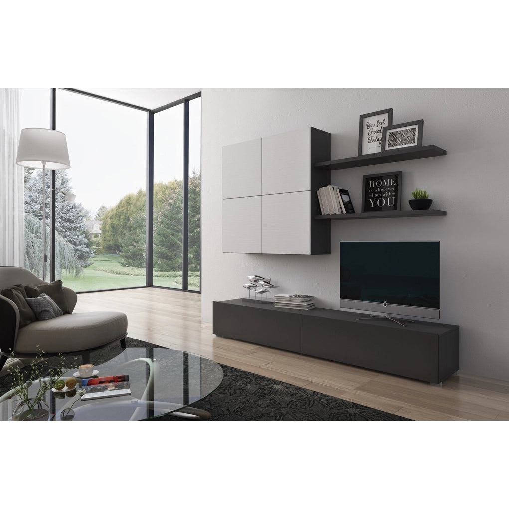 PARETE ATTREZZATA NOX 200X40XH195CM GRAFITE/LARICE