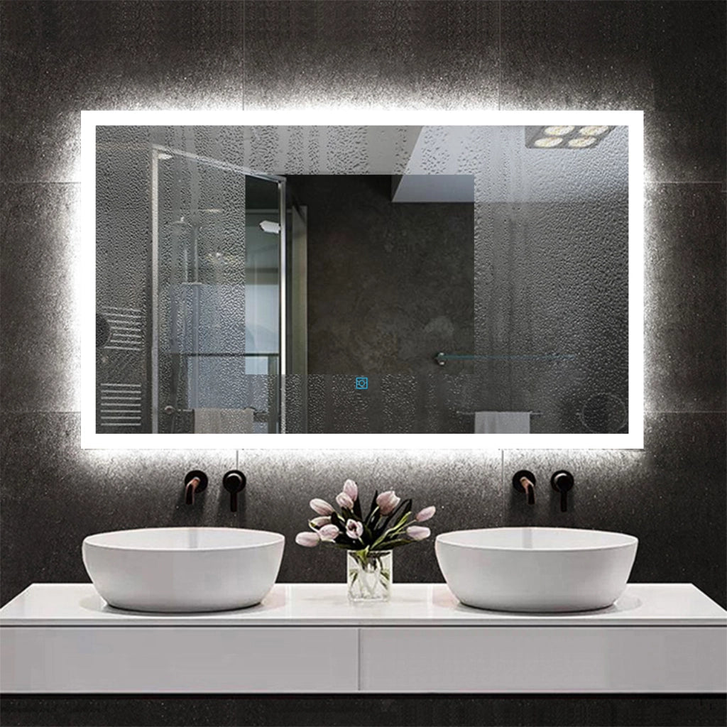 Aica 100 x 60 cm Esoejo bagno a led antiappannamento + luce bianca fredda + sensore tattile